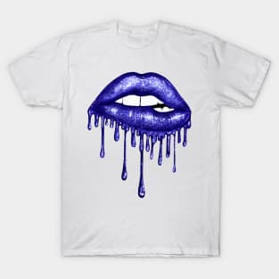 Dripping Navy Blue Lips T-Shirt